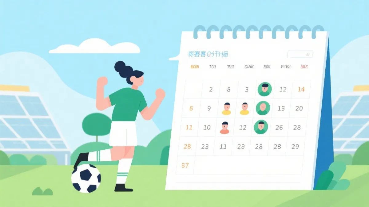 世界杯小组赛赛程日历与球员选择清单的网页插画